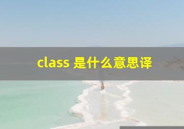 class 是什么意思译